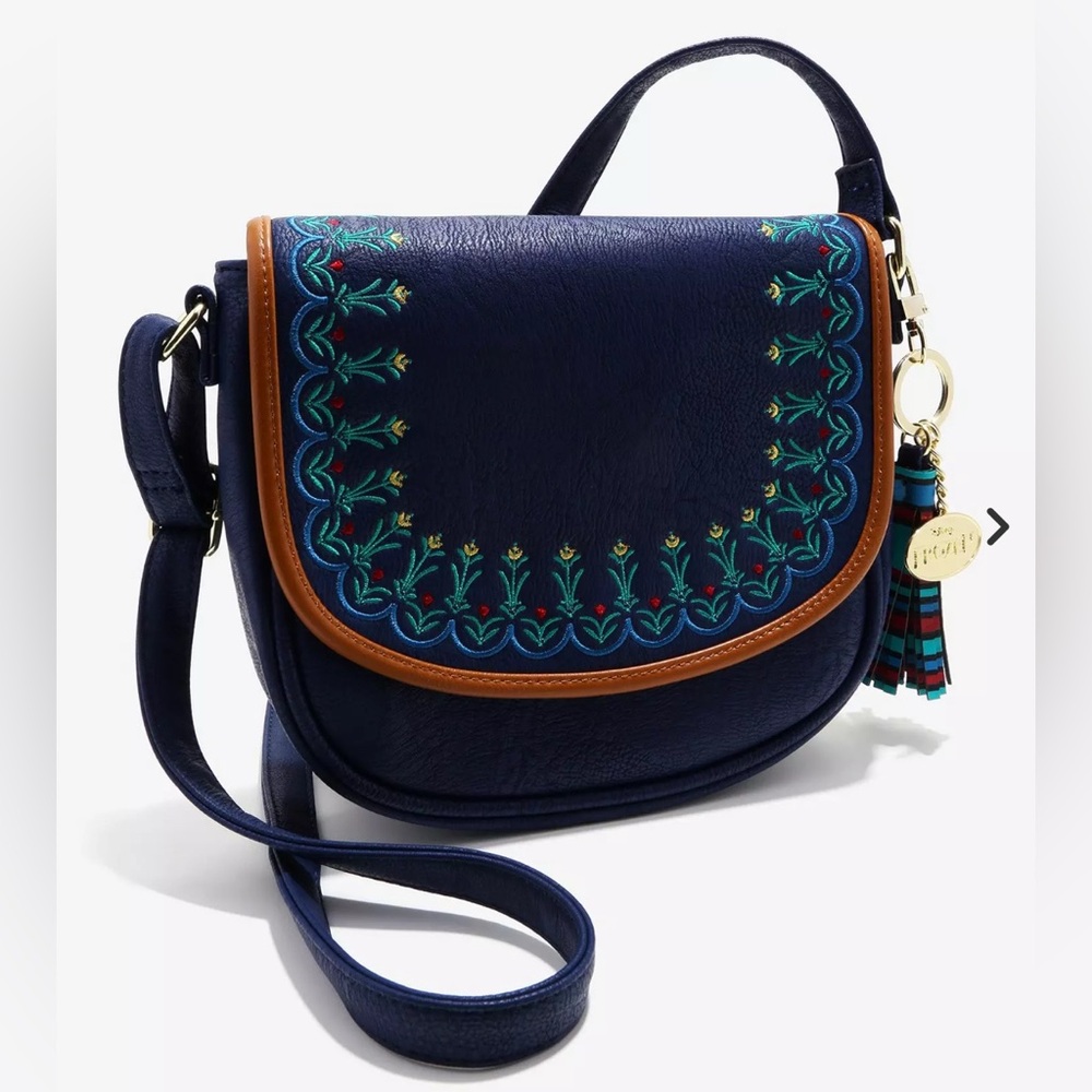 Brand New! Embroidered Navy Lounge-fly Disney Frozen Crossbody Bag